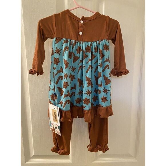Kickee Pants Holiday Long Sleeve Dress Romper Christmas Cookies Size 3-6 Mos NWT - Picture 9 of 9
